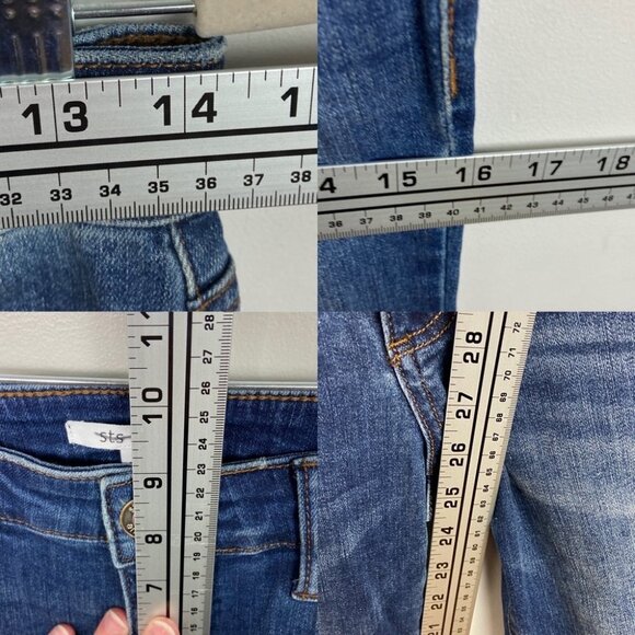 Nordstrom Distressed Jeans Raw Hem Crop Size 25 STS Blue Emma Mid Rise Denim - Picture 11 of 12